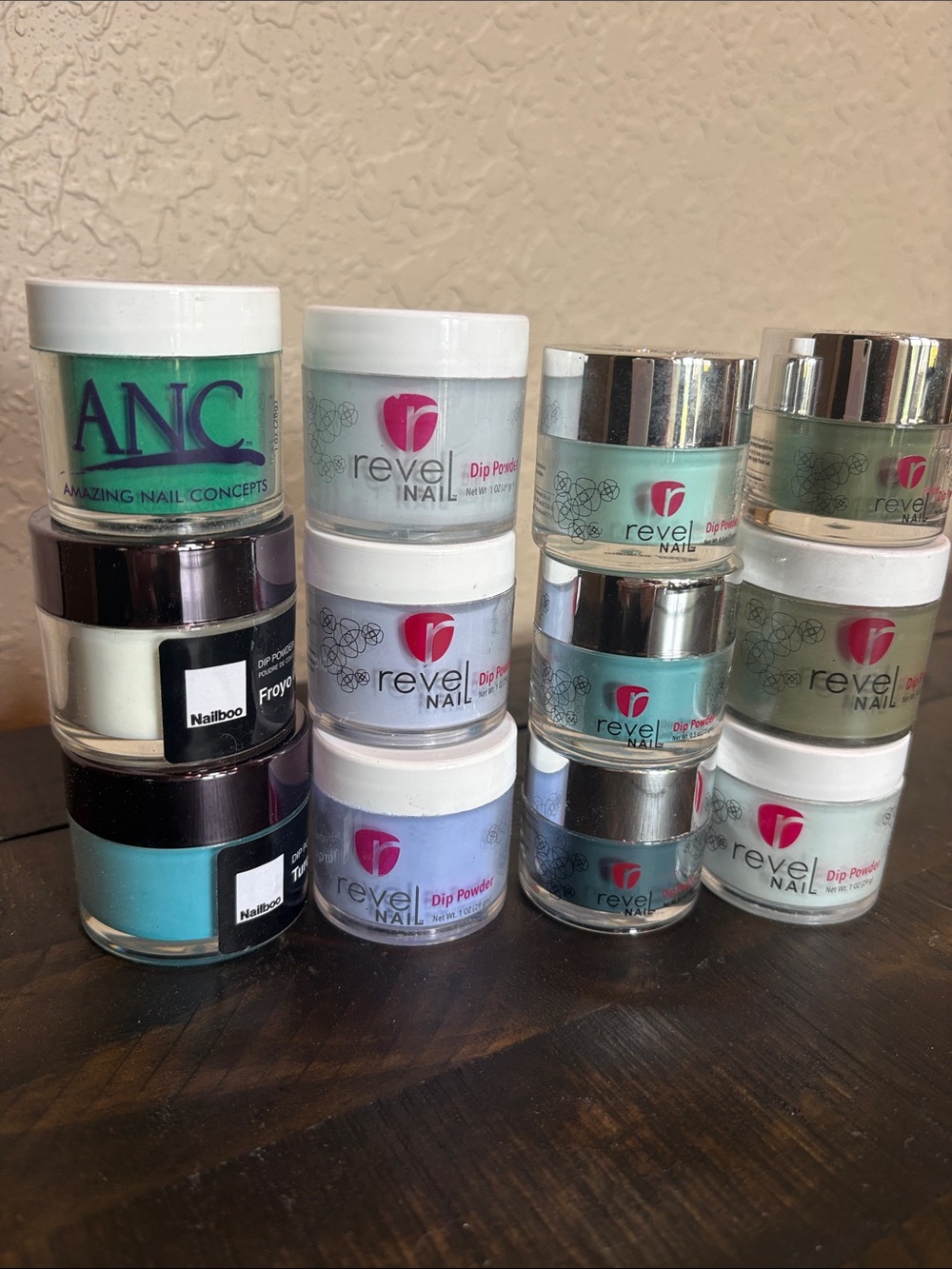 Revel Nail & Assorted Dip Powder Lot — Mint, Teal, Lavender, Aqua